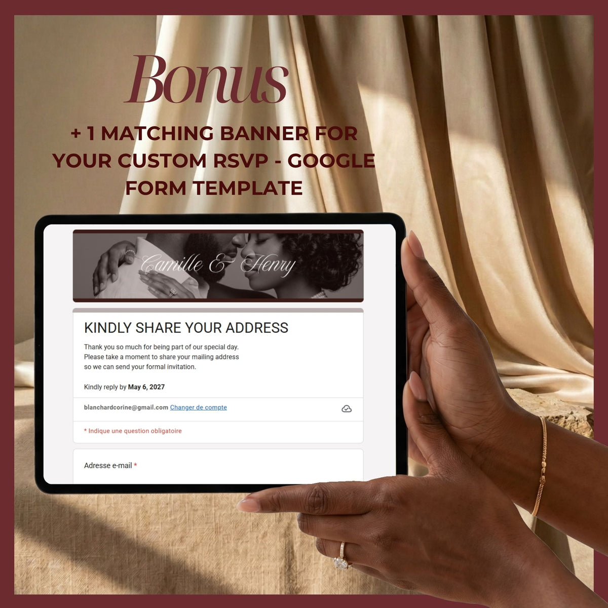 Old Money Save the Date Template | Burgundy & Ivory Canva Editable | Elegant Digital Wedding Announcement
