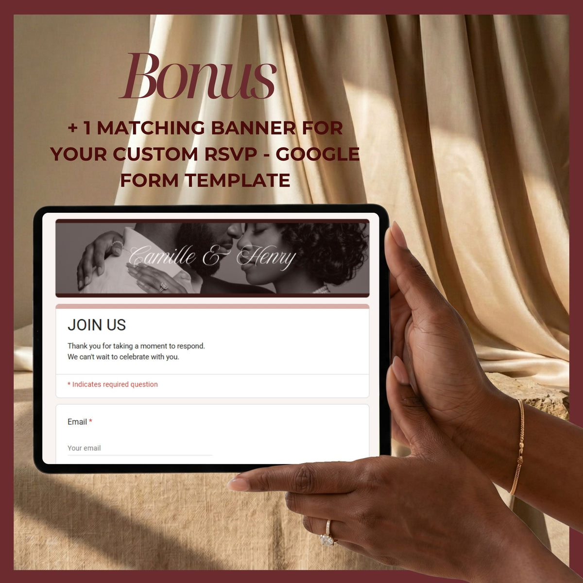 Photobooth Canva Wedding Website Template | Old Money Burgundy Aesthetic