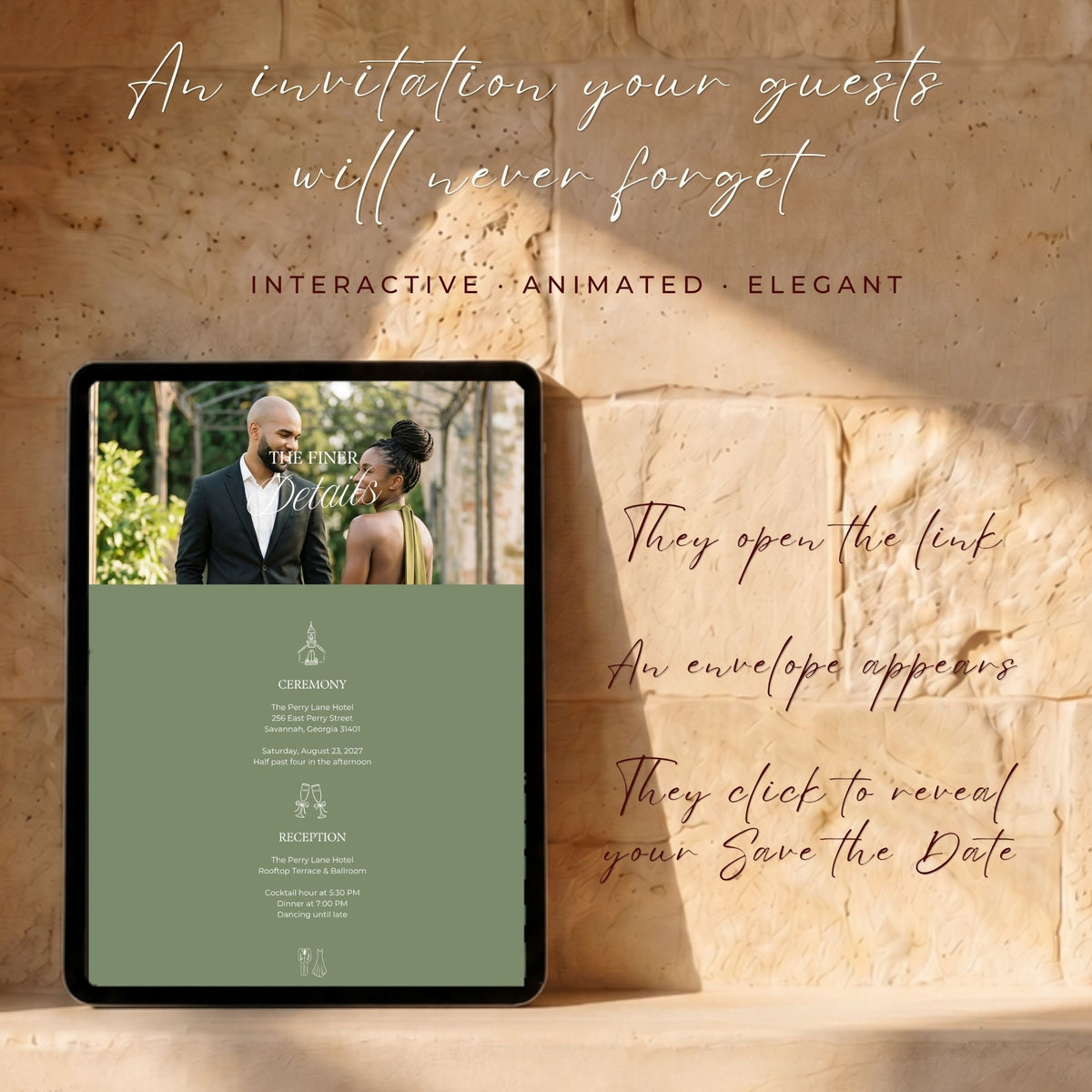 Olive Green Canva Wedding Website Template with RSVP | Olive Green Canva Editable | Elegant Digital Invitation