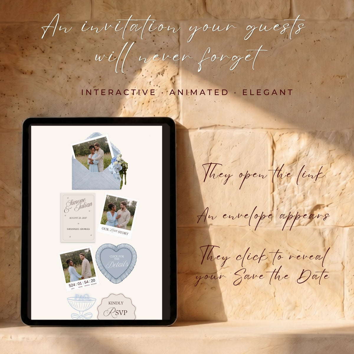 Dusty Blue Canva Wedding Website Template with RSVP | Watercolor Floral Digital Invitation | Editable Wedding Website