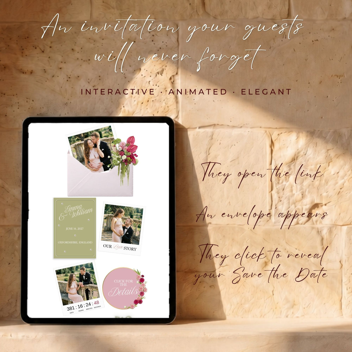 Pink and Olive Green Wedding Website Template with RSVP | Canva Editable | Elegant Digital Invitation