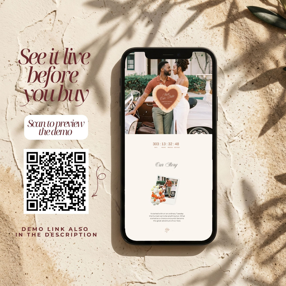 Terracotta Canva Save the Date Wedding Website | Interactive Wax Seal Envelope Reveal | Digital Invitation with Address Collection | Rust Watercolor Floral