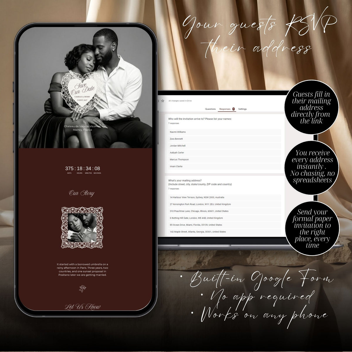 Old Money Save the Date Template | Burgundy & Ivory Canva Editable | Elegant Digital Wedding Announcement