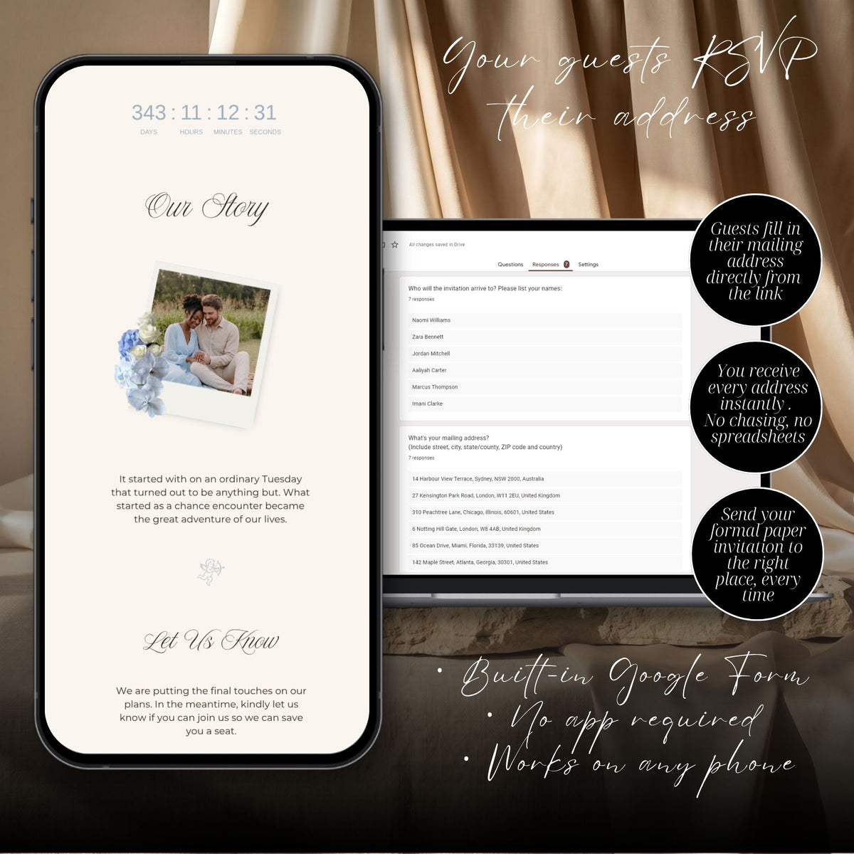 Dusty Blue Canva Save the Date Wedding Website | Interactive Wax Seal Envelope Reveal | Digital Invitation with Address Collection