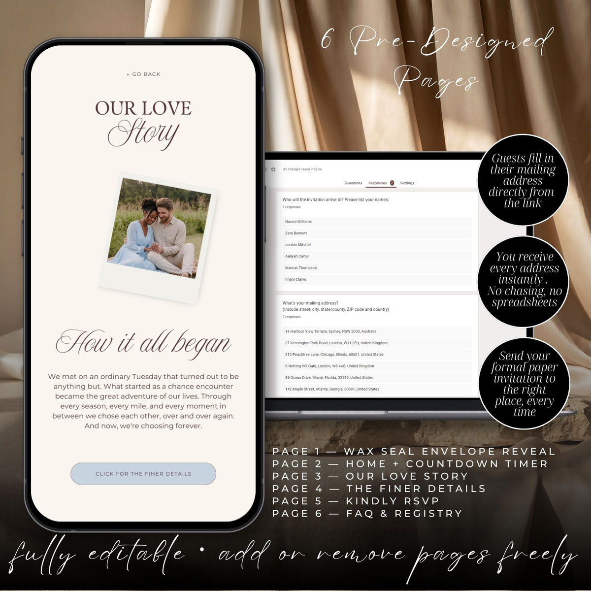 Dusty Blue Canva Wedding Website Template with RSVP | Watercolor Floral Digital Invitation | Editable Wedding Website
