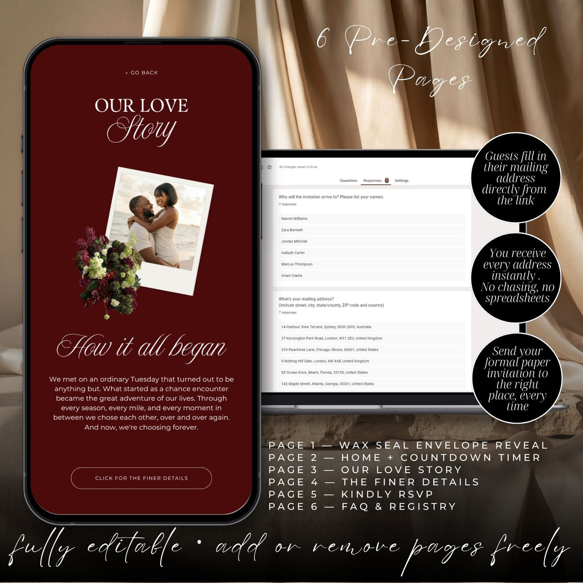 Old Money Canva Wedding Website Template with RSVP | Vintage Romance Canva Editable | Elegant Digital Invitation