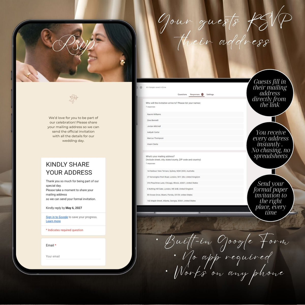 Romantic Photobooth Save the Date Website Template | Canva Save the Date with Countdown Timer & Address Collection