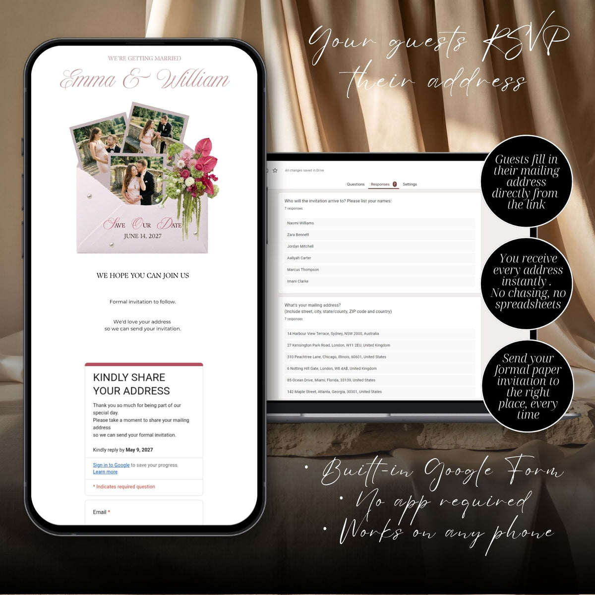 Pink and Floral Save the Date Template | Canva Editable | Romantic Digital Wedding Announcement
