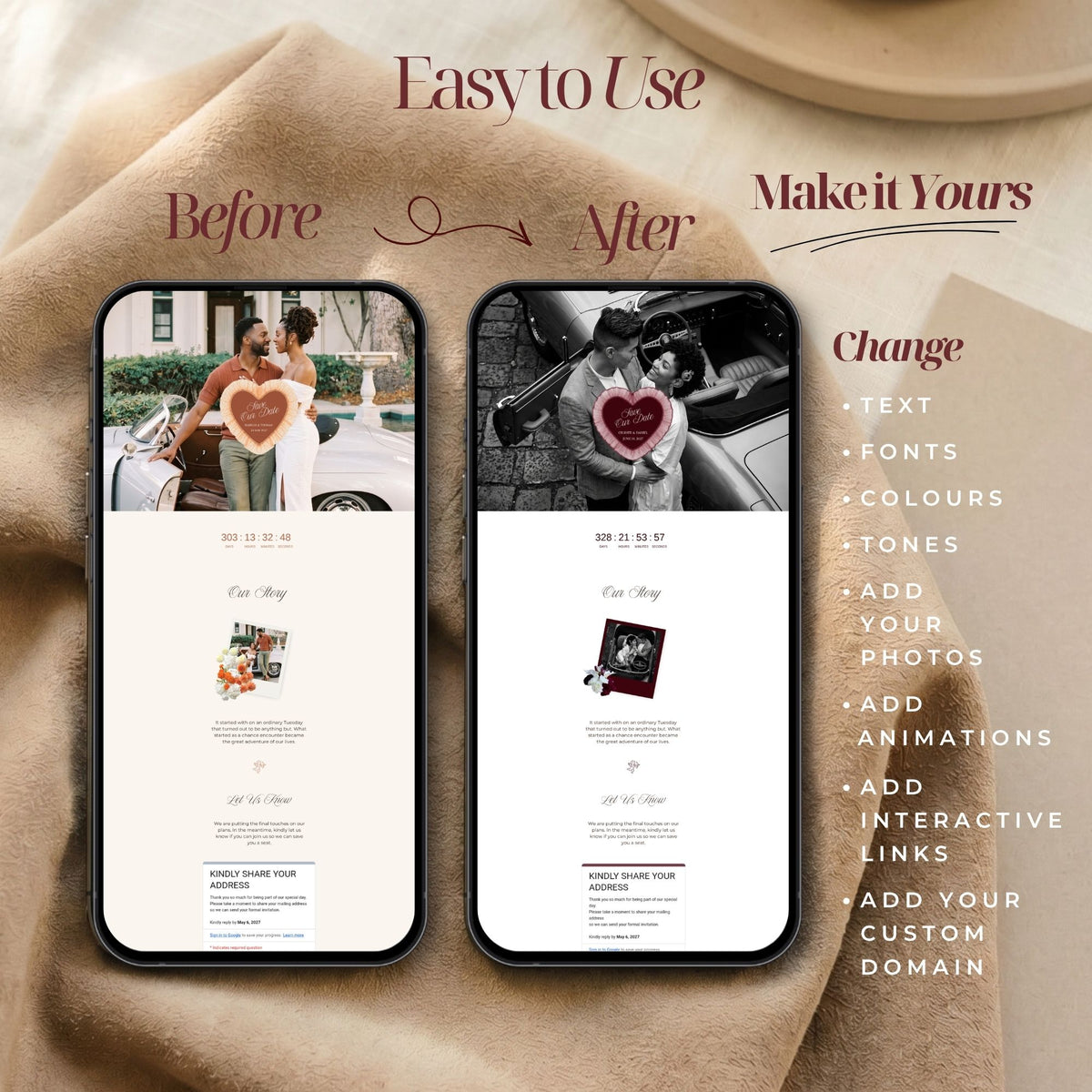 Terracotta Canva Save the Date Wedding Website | Interactive Wax Seal Envelope Reveal | Digital Invitation with Address Collection | Rust Watercolor Floral