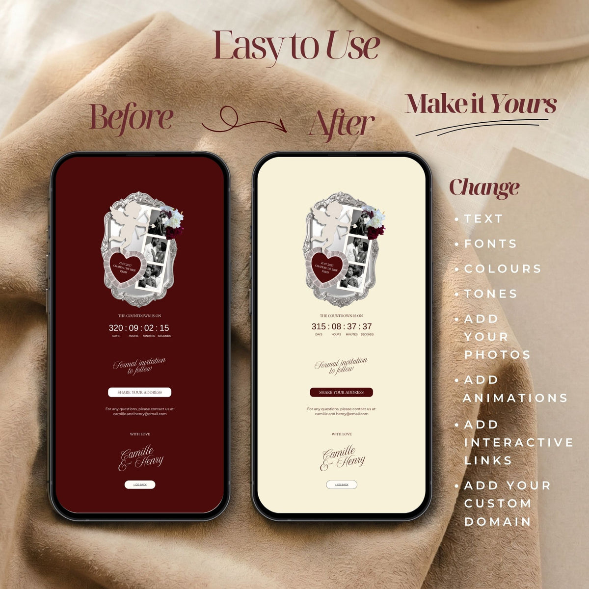 Photobooth Canva Save the Date Template | Old Money Burgundy Aesthetic