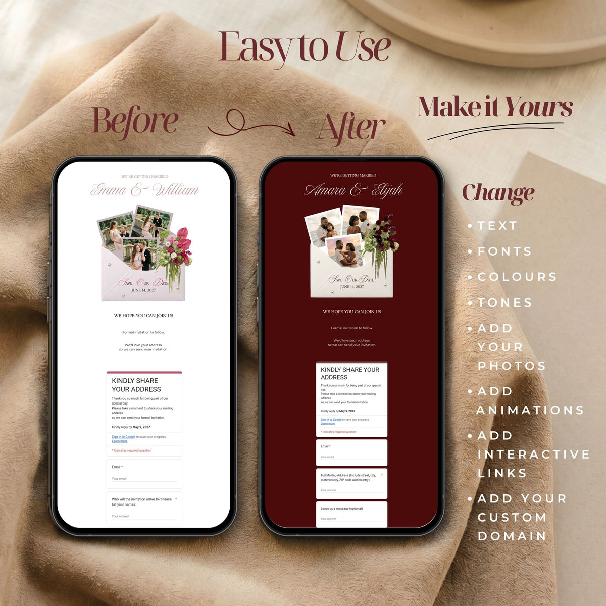 Pink and Floral Save the Date Template | Canva Editable | Romantic Digital Wedding Announcement
