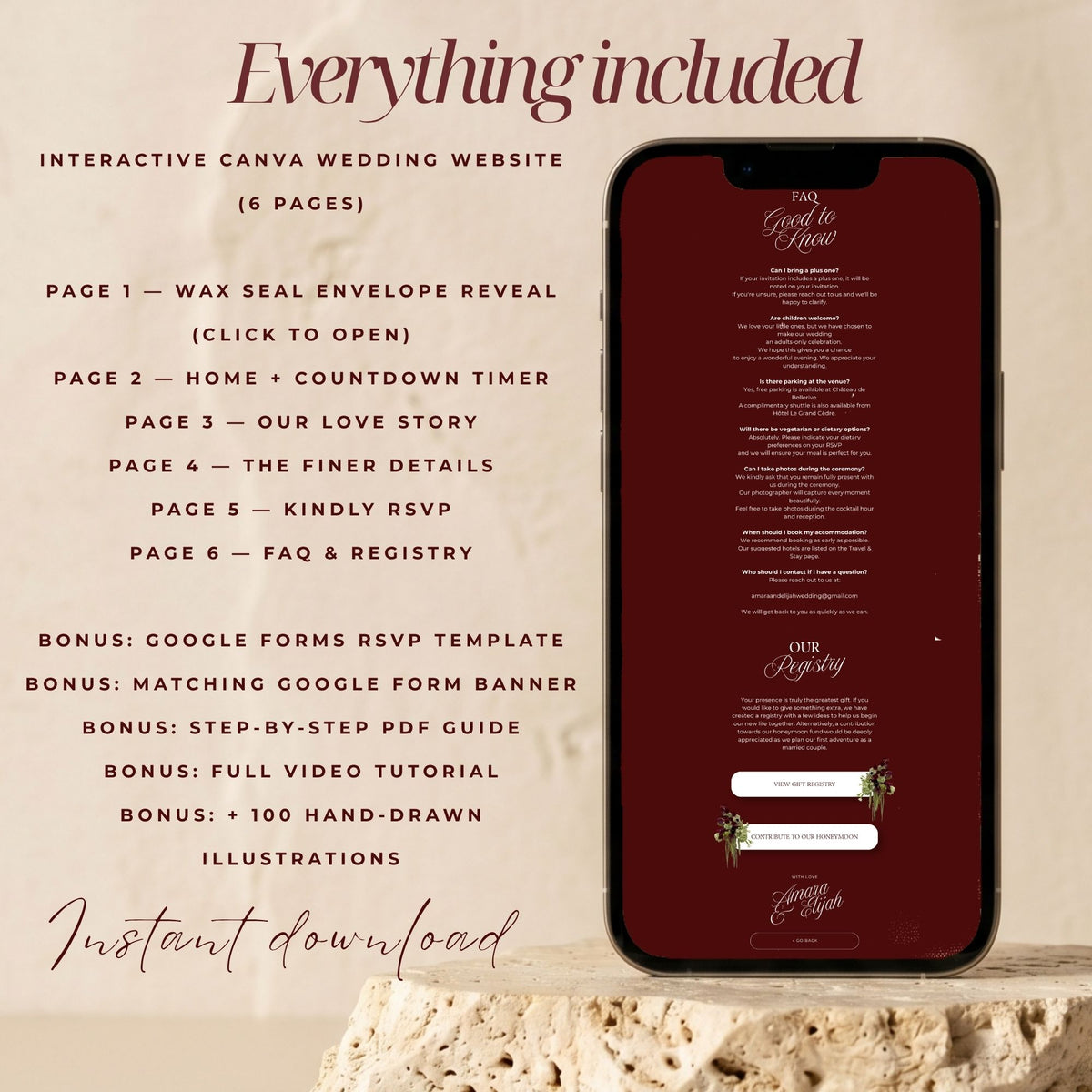 Old Money Canva Wedding Website Template with RSVP | Vintage Romance Canva Editable | Elegant Digital Invitation
