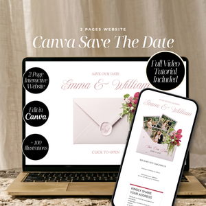 Pink and Floral Save the Date Template | Canva Editable | Romantic Digital Wedding Announcement